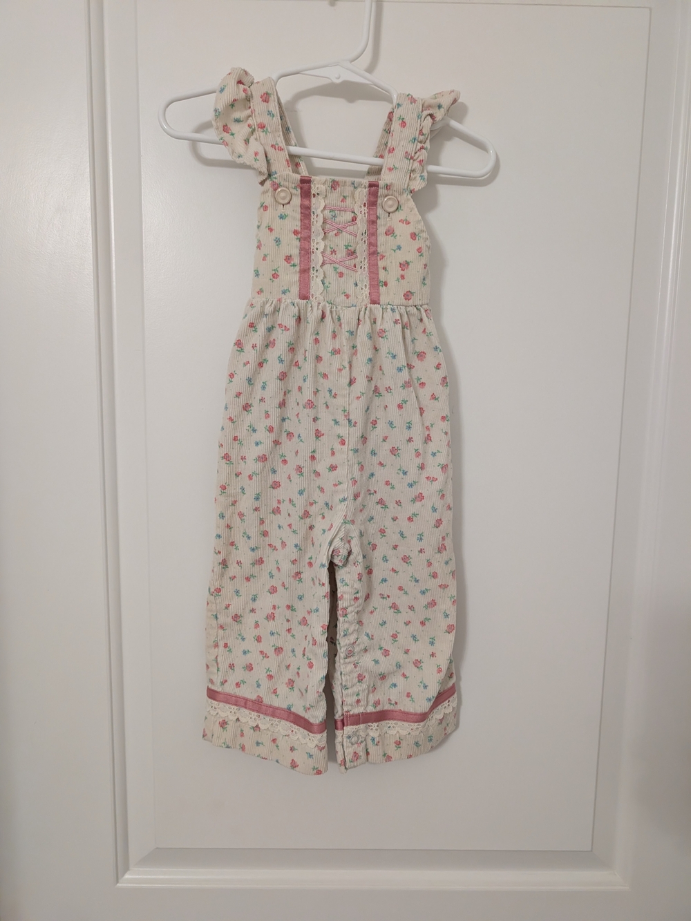 Vintage Carters 18M Floral Corduroy Overalls Romper Cottagecore USA Made